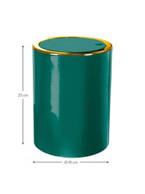 Papelera con tapadera abatible Golden Clap, Plástico, Verde esmeralda, 5 L