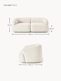 Modulares Sofa Sofia (2-Sitzer), Bezug: 100 % Polypropylen Der ho, Gestell: Fichtenholz, Spanplatte, , Füße: Kunststoff Dieses Produkt, Webstoff Cremeweiß, B 190 x T 103 cm