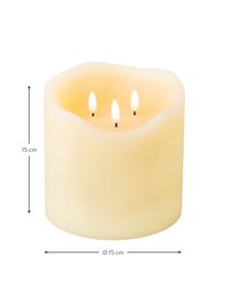 Bougie LED en cire trois mèches, à piles Bona, Blanc crème, Blanc crème, Ø 15 x haut. 15 cm