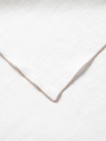 Passatoia da tavolo in lino con motivo a spina di pesce Audra, 100% lino, Bianco, beige, Larg. 46 x Lung. 147 cm