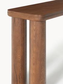 Konzolový stolek z dubového dřeva Kalia, Masivní dubové dřevo

Tento produkt je vyroben z udržitelných zdrojů dřeva s certifikací FSC®., Dubové dřevo, hnědě lakováné, Š 110 cm, V 77 cm