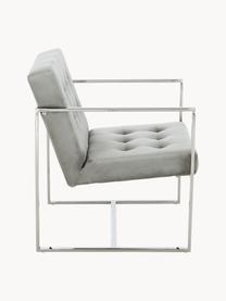 Fauteuil lounge en velours Manhattan, Velours gris, couleur argentée, larg. 70 x prof. 72 cm