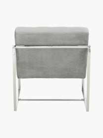 Samt-Loungesessel Manhattan, Bezug: Samt (Polyester) Der hoch, Gestell: Metall, galvanisiert, Samt Grau, Silberfarben, B 70 x T 72 cm