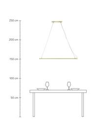 Große LED-Pendelleuchte Lumina mit Holz-Dekor, Lampenschirm: Metall, lackiert, Baldachin: Metall, lackiert, Messingfarben, 124 x 2 cm