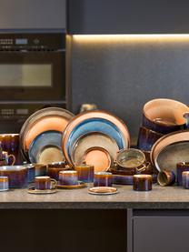 Assiette creuse artisanale porcelaine ambrée Quintana, 2 pièces, Ambré, brun, bleu