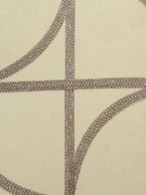 Cojín de terciopelo bordado Geometric, con relleno, Funda: terciopelo de poliéster, Beige, gris pardo, An 45 x L 45 cm