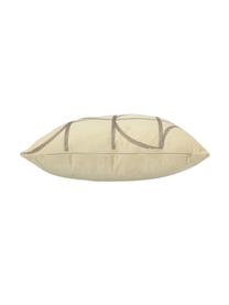 Geborduurd fluwelen kussen Geometric, met vulling, Beige, taupe, 45 x 45 cm