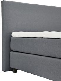 Lit à sommier tapissier gris Premium Eliza, Tissu gris, 160 x 200 cm, indice de fermeté 2