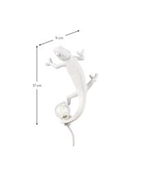 Design wandlamp Chameleon met stekker, Lamp: polyresin, Wit, 7 x 17 cm