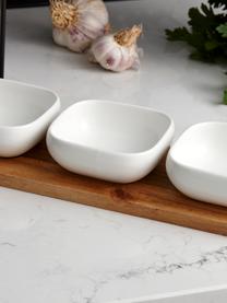 Set apéritif porcelaine et bois d'acacia Essentials, 4 élém., Blanc, bois d'acacia, Lot de différentes tailles