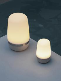 Lámpara de mesa LED regulable para exterior Spirit, portátil, Lámpara: plástico, Adornos: metal recubierto, Blanco, gris claro, Ø 10 x Al 15 cm
