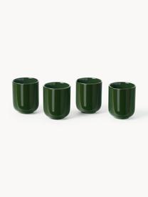 Tasses à café en porcelaine Nessa, 4 pièces, Porcelaine de haute qualité, émaillé, Vert foncé, haute brillance, Ø 8 x haut. 10 cm, 200 ml