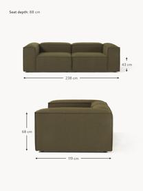 Modulares Sofa Lennon (3-Sitzer) aus Bouclé, Bezug: Bouclé (100 % Polyester) , Gestell: Massives Kiefernholz, Spe, Füße: Kunststoff Dieses Produkt, Bouclé Olivgrün, B 238 x T 119 cm