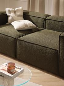 Modulares Sofa Lennon (3-Sitzer) aus Bouclé, Bezug: Bouclé (100 % Polyester) , Gestell: Massives Kiefernholz, Spe, Bouclé Olivgrün, B 238 x T 119 cm