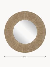 Ronde wandspiegel Citra met beige touwlijst, Lijst: metaal, jute touw Achterz, Beige, Ø 90 x D 3 cm