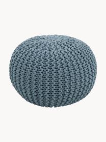 Pouf en tricot artisanal Dori, Gris-bleu, Ø 55 x haut. 35 cm