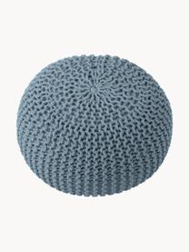 Pouf en tricot artisanal Dori, Gris-bleu, Ø 55 x haut. 35 cm