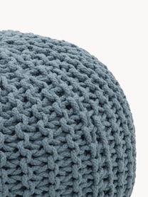 Pouf en tricot artisanal Dori, Gris-bleu, Ø 55 x haut. 35 cm