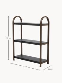 Libreria Bellwood, Struttura: legno, Scaffale: metallo rivestito, Nero, legno scuro, Larg. 72 x Alt. 90 cm