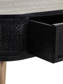 Consola de recibidor redonda con cajones Cayetana, Estructura: tablero de fibras de dens, Patas: madera de bambú, Madera pintada negro, An 88 x Al 78 cm