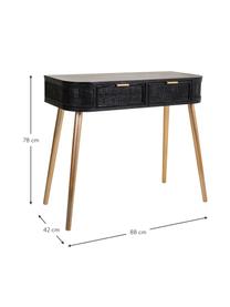 Consola de recibidor redonda con cajones Cayetana, Estructura: tablero de fibras de dens, Patas: madera de bambú, Madera pintada negro, An 88 x Al 78 cm