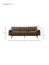 Sofa Magnolia (3-Sitzer) in Braun mit Metall-Füssen, Bezug: 63% Baumwolle, 37% Leinen, Stoff Braun, B 225 x T 94 cm