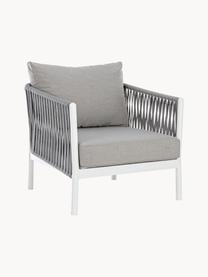Fotel ogrodowy Florencia, Stelaż: aluminium malowane proszk, Szara tkanina, biały, S 80 x G 85 cm