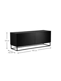 Mueble TV Lyckeby, Estructura: tablero de fibras de dens, Patas: metal con pintura en polv, Negro, An 140 x Al 54 cm