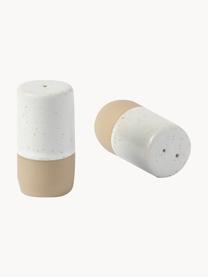 Salière et poivrière Caja, 2 élém., Grès cérame, Beige, blanc crème, Ø 3 x haut. 6 cm