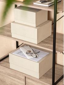 Opbergdozen Ilse, set van 3, Canvas, massief karton, Lichtbeige, Set met verschillende formaten