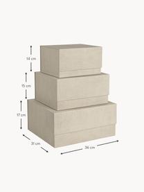 Set 3 scatole Ilse, Tela, cartone solido, Beige chiaro, Set in varie misure