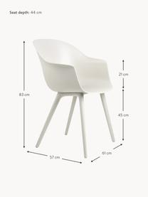 Krzesło ogrodowe z podłokietnikami Bat, Tworzywo sztuczne odporne na warunki atmosferyczne, Biały, matowy, S 61 x G 57 cm