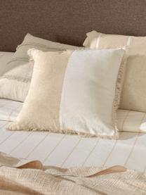 Kussenhoes met patroon. Silene met franjes, 100% katoen, Beige, 45 x 45 cm