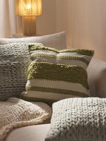 Housse de coussin 45x45 Adrian, Vert olive, blanc cassé, larg. 45 x long. 45 cm