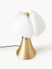 Lampada da tavolo grande a LED con luce regolabile Pipistrello, regolabile in altezza, Struttura: metallo, ottone laccato, Dorato opaco, Ø 40 x Alt. 50 - 62 cm