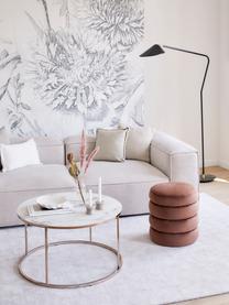 Tavolino rotondo da salotto con piano in vetro effetto marmo Antigua, Struttura: acciaio ottonato, Bianco marmorizzato, rosa dorato, Ø 80 x Alt. 45 cm