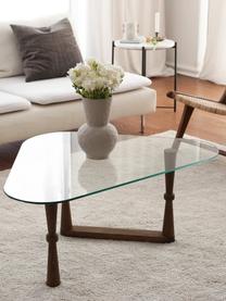 Mesa de centro NuO, tablero de cristal, Tablero: vidrio laminado, Patas: madera, Madera oscura, transparente, An 96 x Al 41 cm