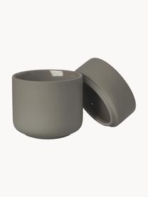 Boîte de rangement en grès cérame Ume, Grès cérame recouvert d'une surface douce au toucher (plastique), Taupe, Ø 8 x haut. 10 cm