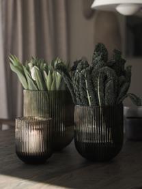 Skleněná váza Simple Stripe, V 22 cm, Sklo, Greige, poloprůhledná, Ø 19 cm, V 22 cm