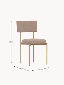 Gestoffeerde stoel Sedia, Bekleding: 75% wol, 25% linnen, Frame: gepoedercoat metaal, Geweven stof beige, lichtbruin, B 46 x D 54 cm