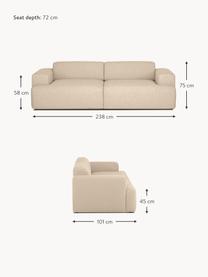 Sofa Melva (3-Sitzer), Bezug: 100% Polyester Der hochwe, Gestell: Massives Kiefernholz, Spa, Webstoff Beige, B 238 x T 101 cm