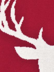 Pletená obliečka na vankúš s brmbolcami Anders, Bavlna, Červená, krémovobiela, Š 40 x D 40 cm
