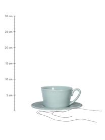 Tazza da tè con piattino stile country Constance, Gres, Menta, Ø 19 x Alt. 8 cm, 375 ml