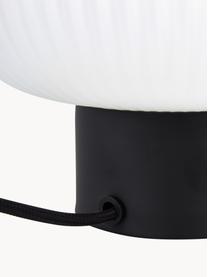 Malá noční stolní lampa z opálového skla Charles, Bílá, černá, Ø 20 cm, V 20 cm