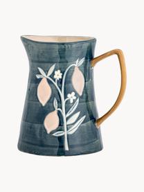Ručne maľovaný džbán na vodu s motívom kvetov Feriha, 3,1 l, Kamenina, Petrolejová, 3,1 l