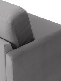 Divano angolare in velluto Fluente, Rivestimento: velluto (copertura in pol, Struttura: legno di pino massiccio, , Piedini: metallo verniciato a polv, Velluto grigio, Larg. 221 x Prof. 200 cm, chaise longue a sinistra