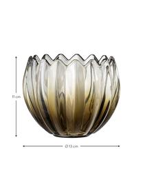 Teelichthalter Viva, Glas, Grün, transparent, Ø 13 x H 11 cm