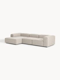 Narożna sofa modułowa z mieszanki lnu Lennon, Tapicerka: 50% wiskoza, 25% len, 15%, Nogi: tworzywo sztuczne Ten pro, Szara mieszanka lnu, S 327 x G 180 cm, lewostronna