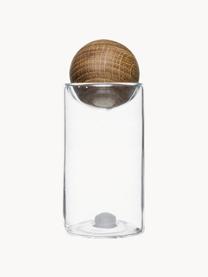 Mondgeblazen zout- en peperstrooier Nature met houten deksel, set van 2, Houder: mondgeblazen glas, Sluiting: eikenhout, Transparant, donker hout, Ø 5 x H 12 cm