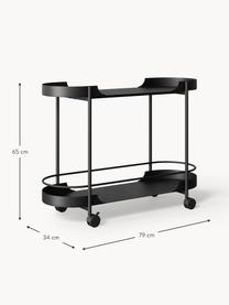 Carrello di servizio in metallo Taru, Struttura: metallo verniciato a polv, Ruote: plastica, Nero opaco, Larg. 79 x Alt. 65 cm